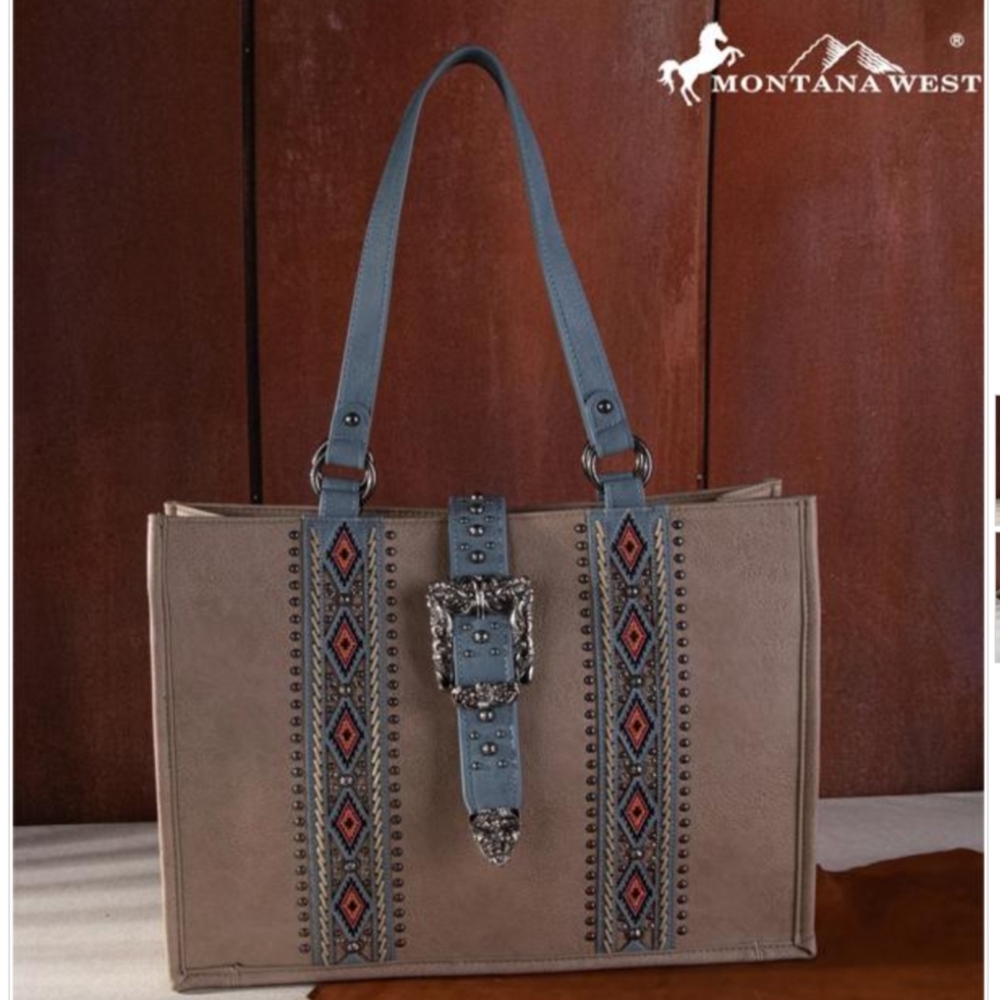 Montana West Aztec  Tote - Khaki